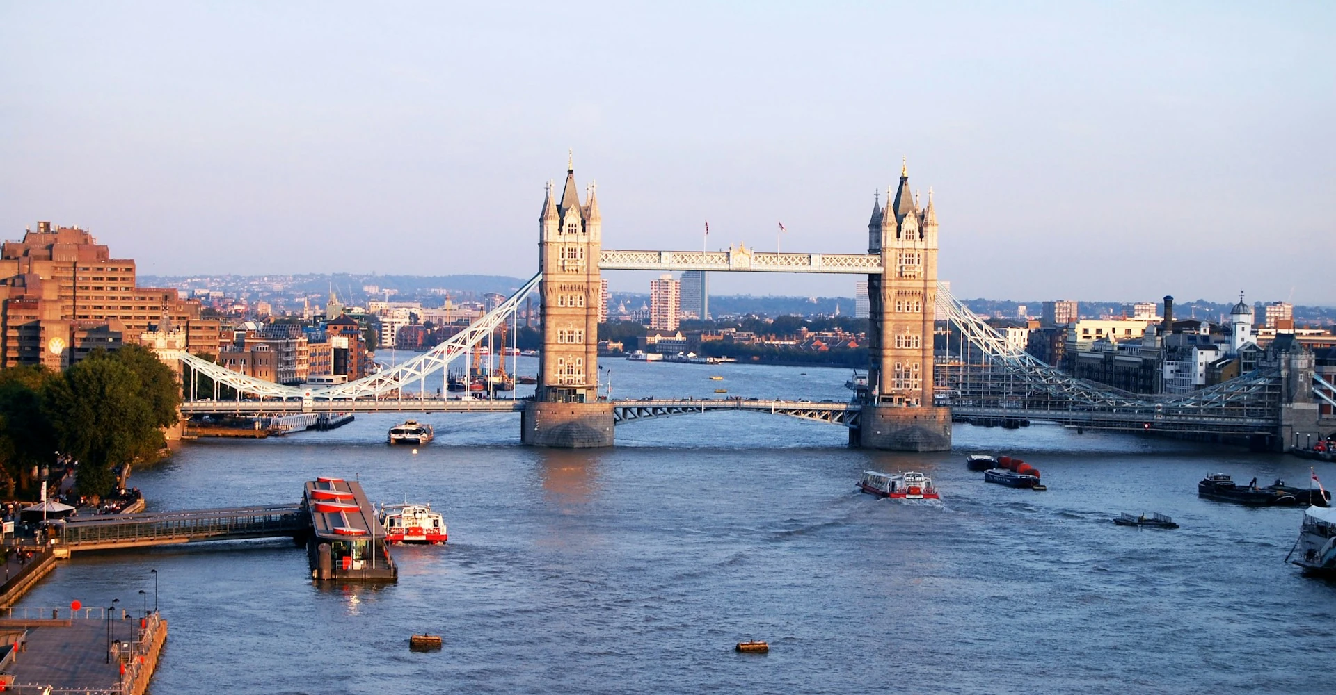 Tower Bridge seen from far away during dusk