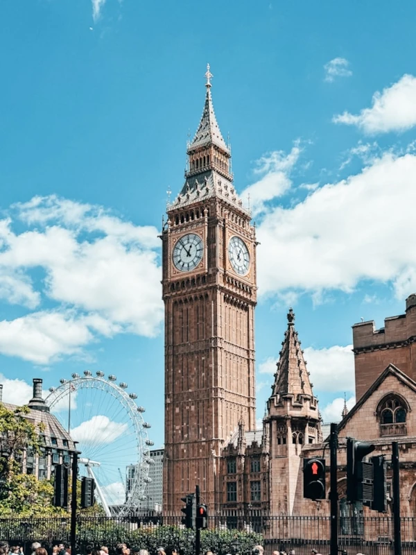 View of Elizabeth Tower and the Big Ben on a sunny day