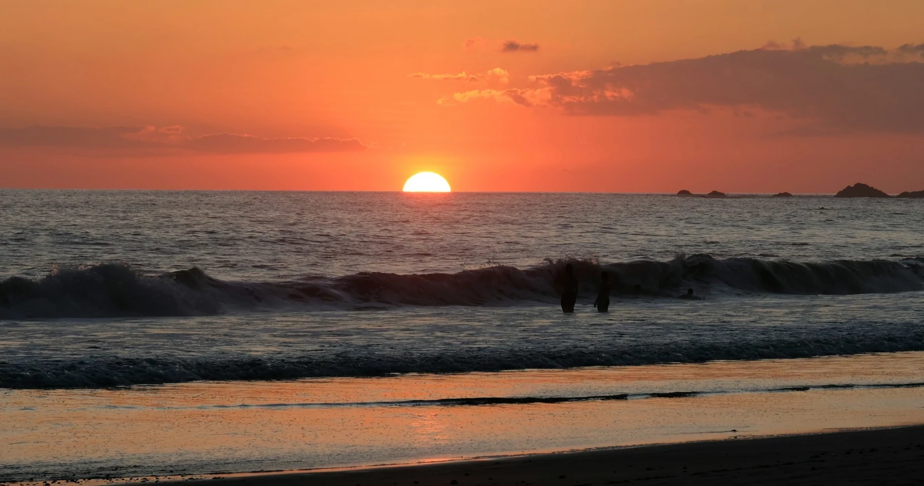 The sunset at a beach in Manuel Antonio National Park