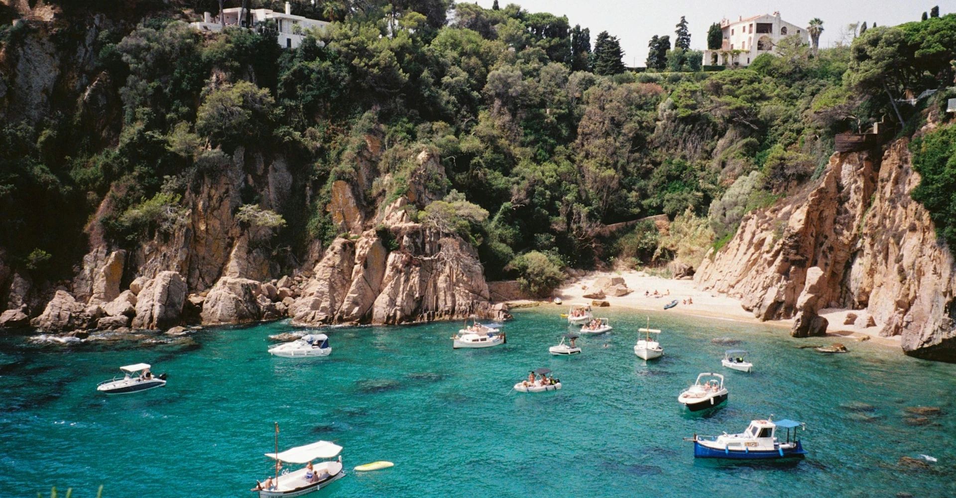 View of a secret cove only accessible by boat in the Costa Brava